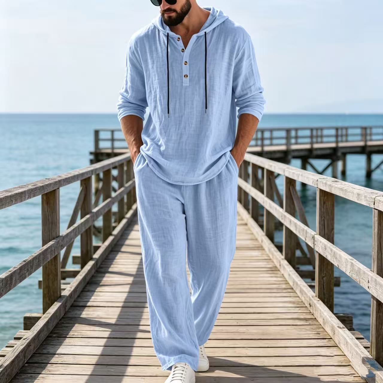 Mens Linen Shirt Long Sleeve - 2026 Cross-border Spring and Autumn Linen