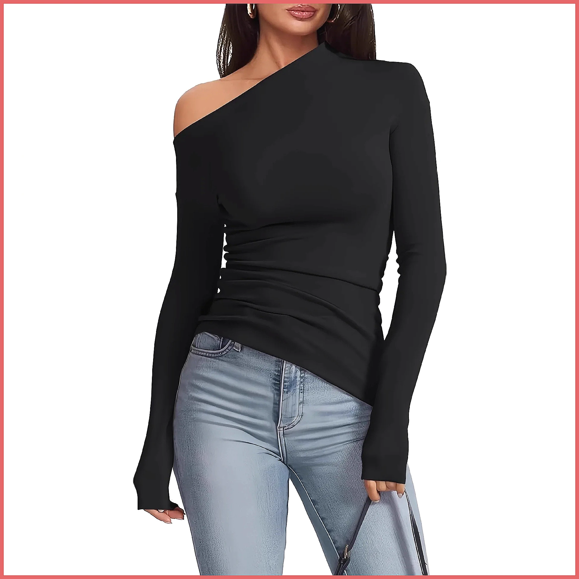 Off-Shoulder Long Sleeve T-Shi - đánh giá và giá T-Shirts