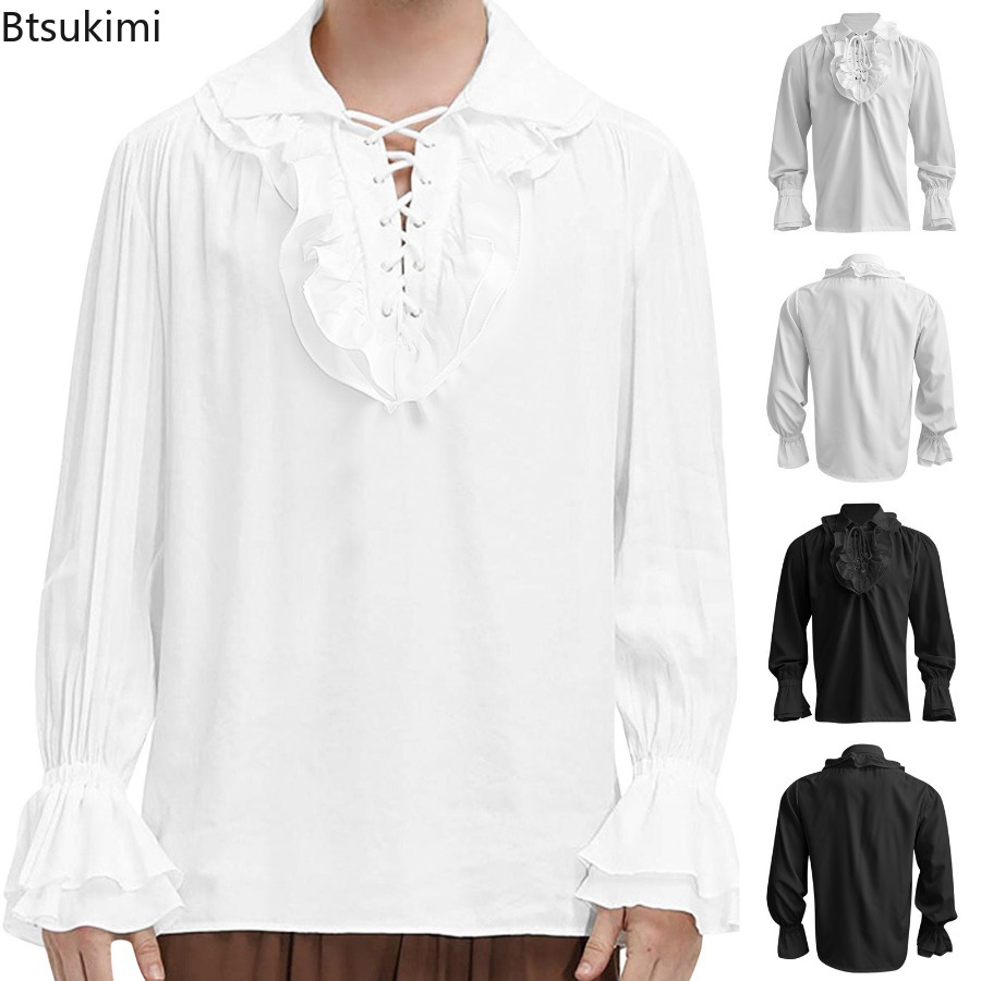 Men's Medieval Renaissance Pir - đánh giá và giá Medieval Gothic Lace Up Pirate Shirt
